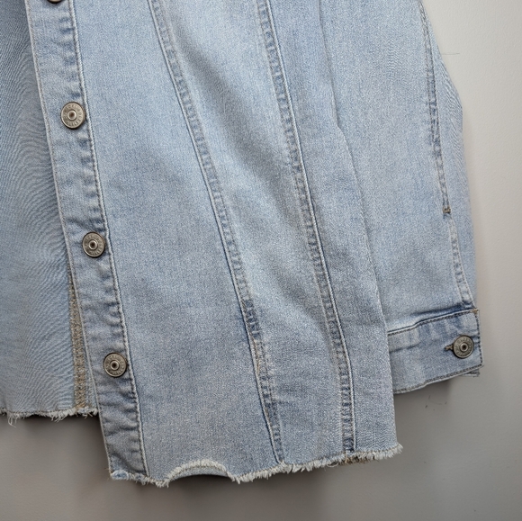Logo Lori Goldstein Women's Shirt Jacket Sz 12 Denim w Frayed Hem Blue A587517 - Picture 5 of 10